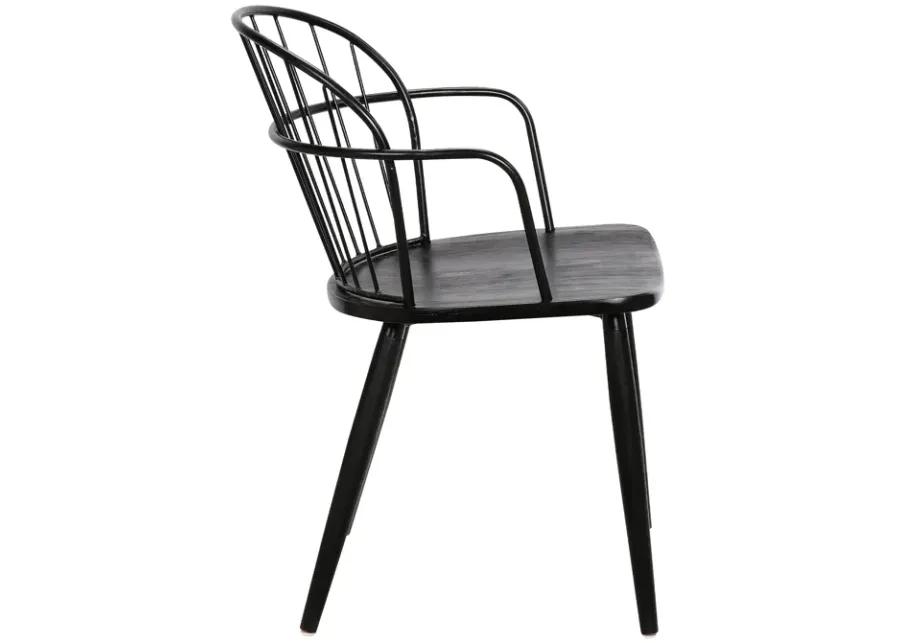 Bradley Steel Framed Side Chair in Black Powder Coated Finish and Black Brushed Wood