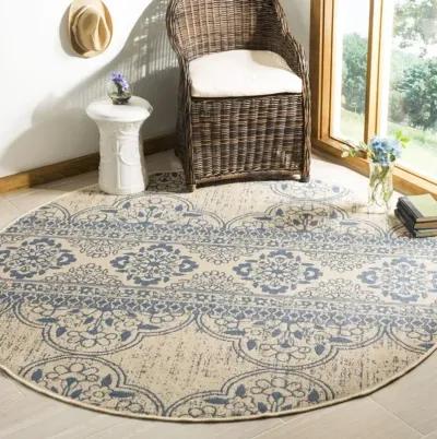 LINDEN 174 Collection LND174M-6R Blue / Creme 6'-7" X 6'-7" Round