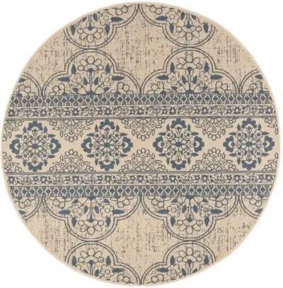 LINDEN 174 Collection LND174M-6R Blue / Creme 6'-7" X 6'-7" Round