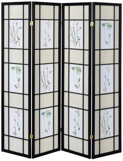 Catabella 4-panel Floral Print Folding Screen Multi-color