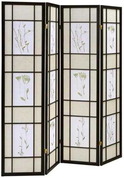 Catabella 4-panel Floral Print Folding Screen Multi-color