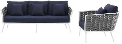 Stance 2 Piece Outdoor Patio Aluminum Sectional Sofa Set