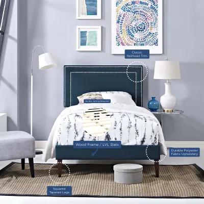 Virginia Twin Fabric Platform Bed with Squared Tapered Legs