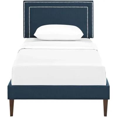 Virginia Twin Fabric Platform Bed with Squared Tapered Legs