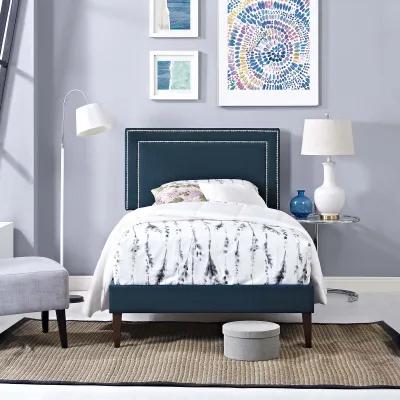 Virginia Twin Fabric Platform Bed with Squared Tapered Legs