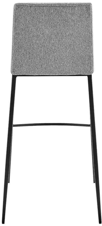 Rasmus-B Bar Stool with Light Brown Leatherette and Gray Fabric with Matte Black Legs - Set of 2