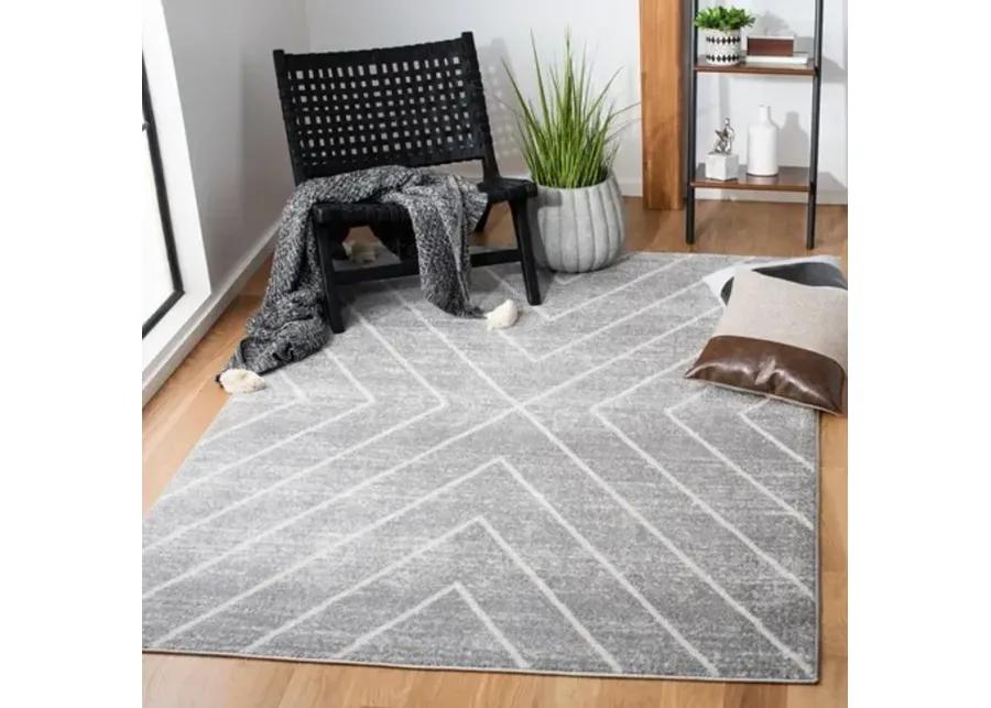 ADIRONDACK Contemporary Grey / Ivory 6' X 6' Round Powerloomed Rug