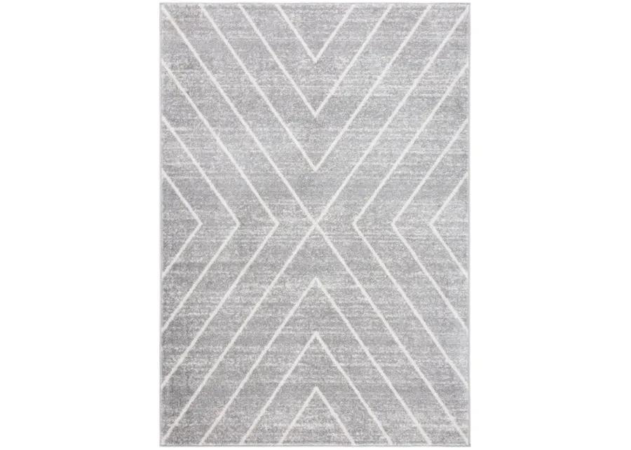 ADIRONDACK Contemporary Grey / Ivory 6' X 6' Round Powerloomed Rug