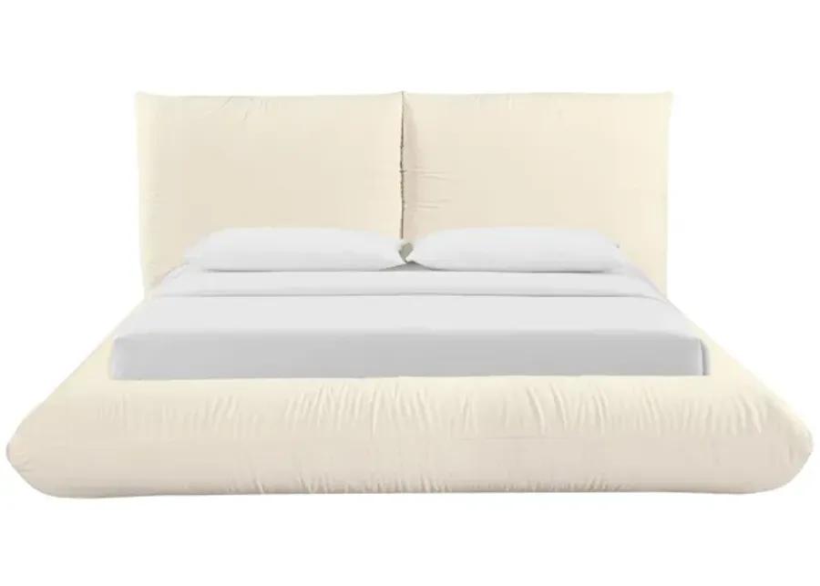 Romp Cream 100% Recycled Linen Queen Bed