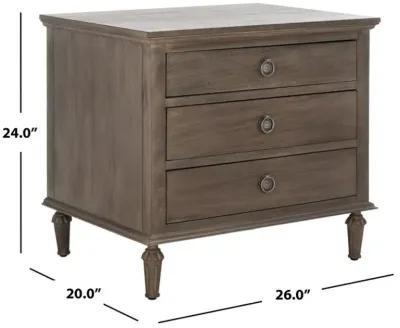 Lisabet 3 Drawer Wood Nightstand