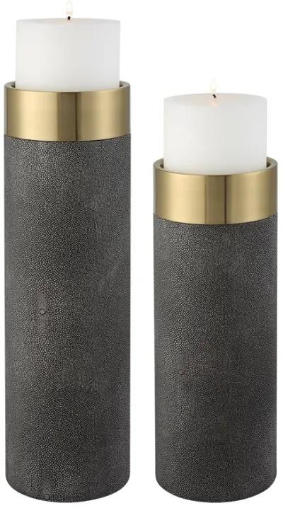 Wessex Gray Candleholders, S/2