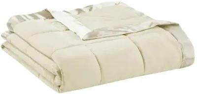 Madison Park Windom Cream Lightweight Down Alternative Blanket with Satin Trim