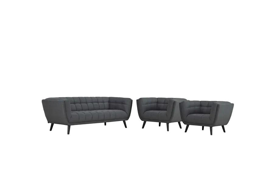 Bestow 3 Piece Upholstered Fabric Sofa and Armchair Set