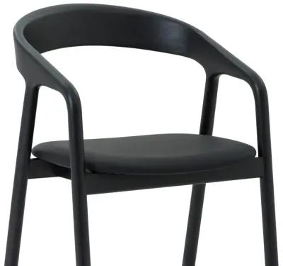 Apache Black Oak Wood and Faux Leather Bar Stool