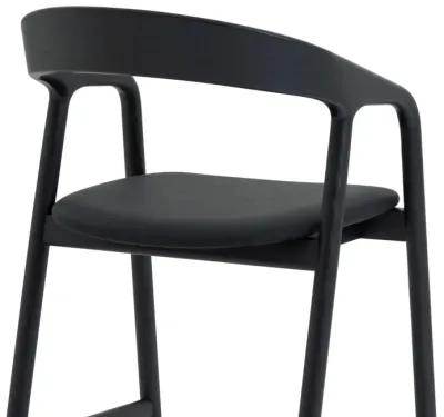 Apache Black Oak Wood and Faux Leather Bar Stool