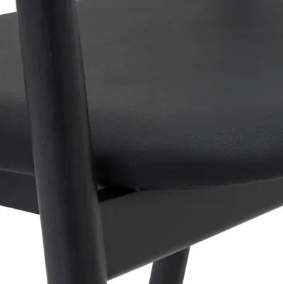 Apache Black Oak Wood and Faux Leather Bar Stool