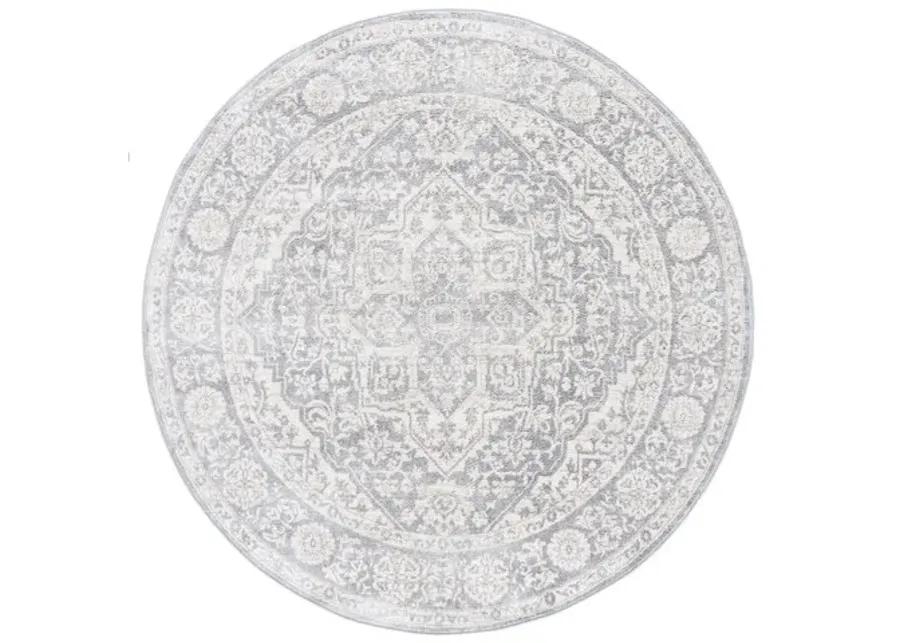 Brentwood 832 Light Grey / Ivory 3' X 3' Round Round Powerloomed Rug