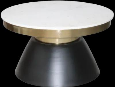 17" Marble Top Round Coffee Table, Black & Gold