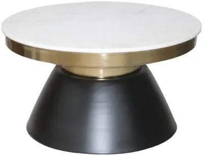 17" Marble Top Round Coffee Table, Black & Gold