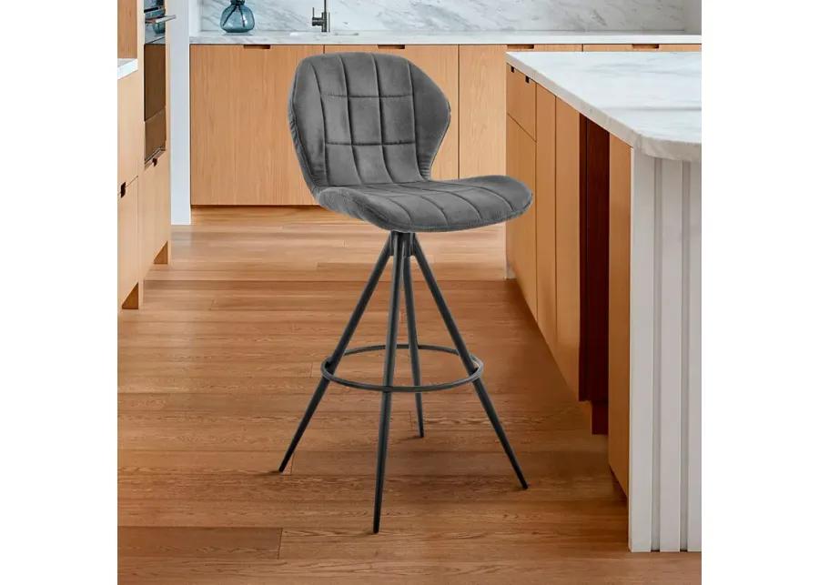 Catalina 26" Counter Height Bar Stool in Charcoal Fabric and Black Finish