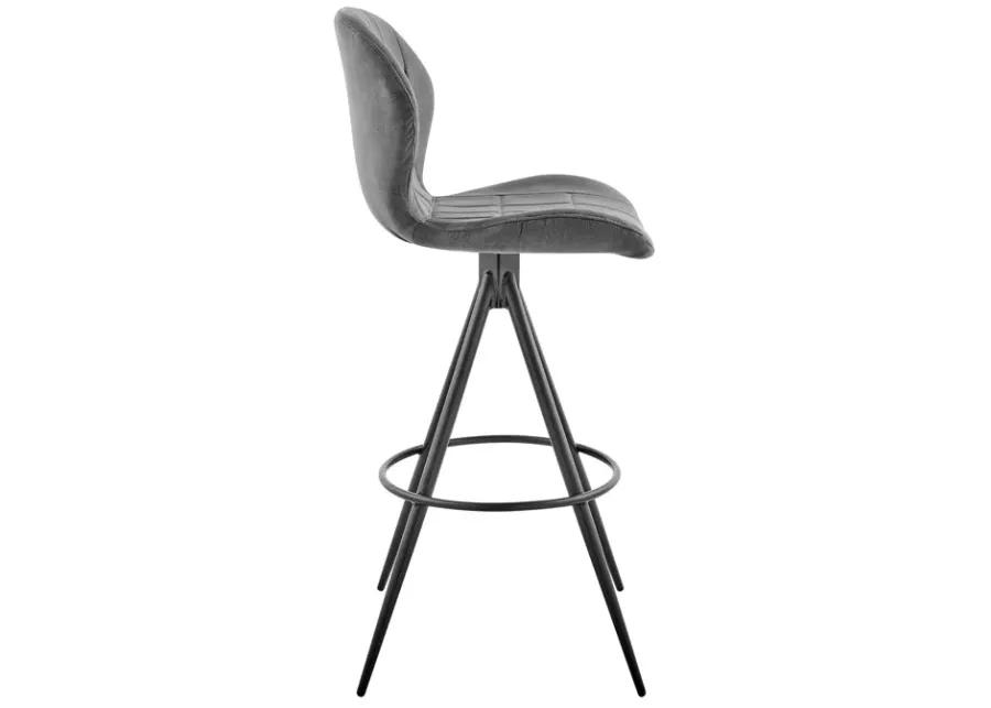 Catalina 26" Counter Height Bar Stool in Charcoal Fabric and Black Finish