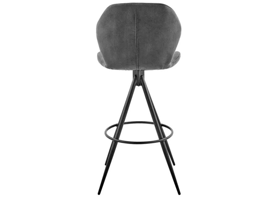 Catalina 26" Counter Height Bar Stool in Charcoal Fabric and Black Finish