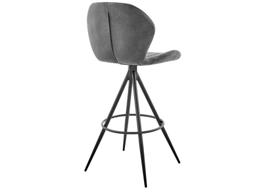 Catalina 26" Counter Height Bar Stool in Charcoal Fabric and Black Finish