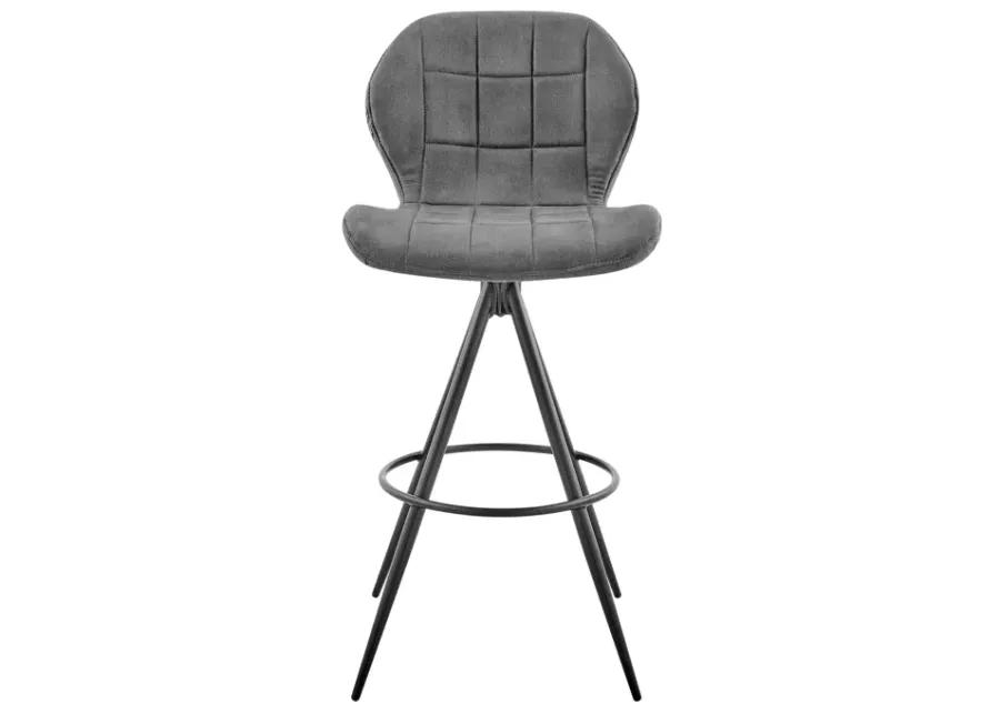 Catalina 26" Counter Height Bar Stool in Charcoal Fabric and Black Finish