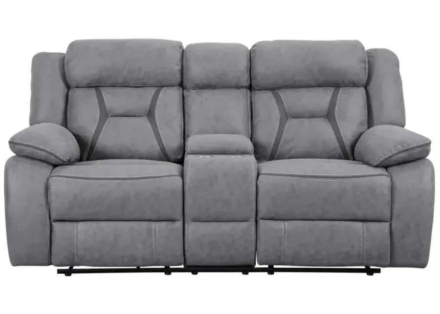 Higgins Pillow Top Arm Motion Loveseat with Console Grey