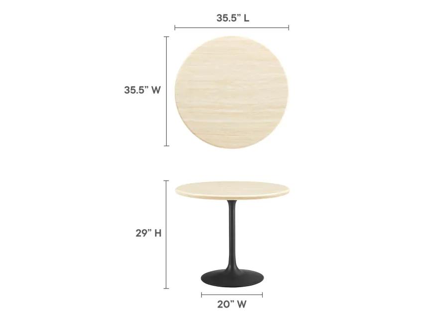 Lippa 36" Round Artificial Travertine  Dining Table