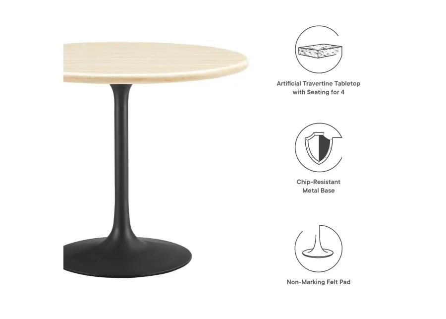 Lippa 36" Round Artificial Travertine  Dining Table