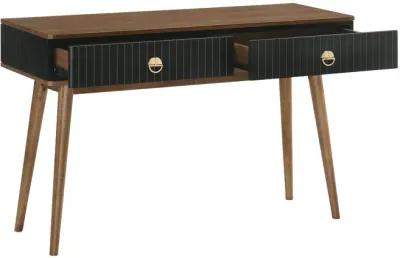 Amigo Black Veneer and Walnut Wood Console Table