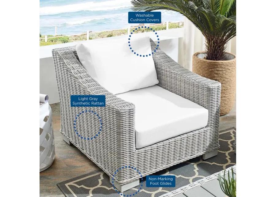 Conway Sunbrella® Outdoor Patio Wicker Rattan 2-Piece Armchair and Ottoman Set