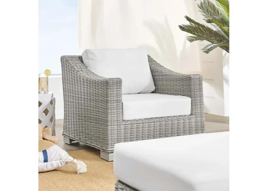 Conway Sunbrella® Outdoor Patio Wicker Rattan 2-Piece Armchair and Ottoman Set