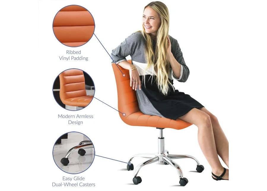 Ripple Armless Mid Back Vinyl Office Chair