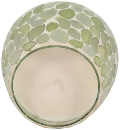 Glass, 4" 11 Oz Mosaic Scented Candle, Light Green