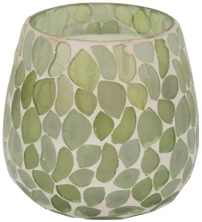 Glass, 4" 11 Oz Mosaic Scented Candle, Light Green