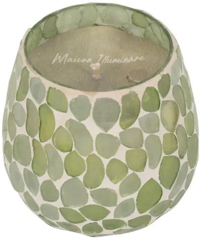 Glass, 4" 11 Oz Mosaic Scented Candle, Light Green