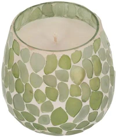 Glass, 4" 11 Oz Mosaic Scented Candle, Light Green