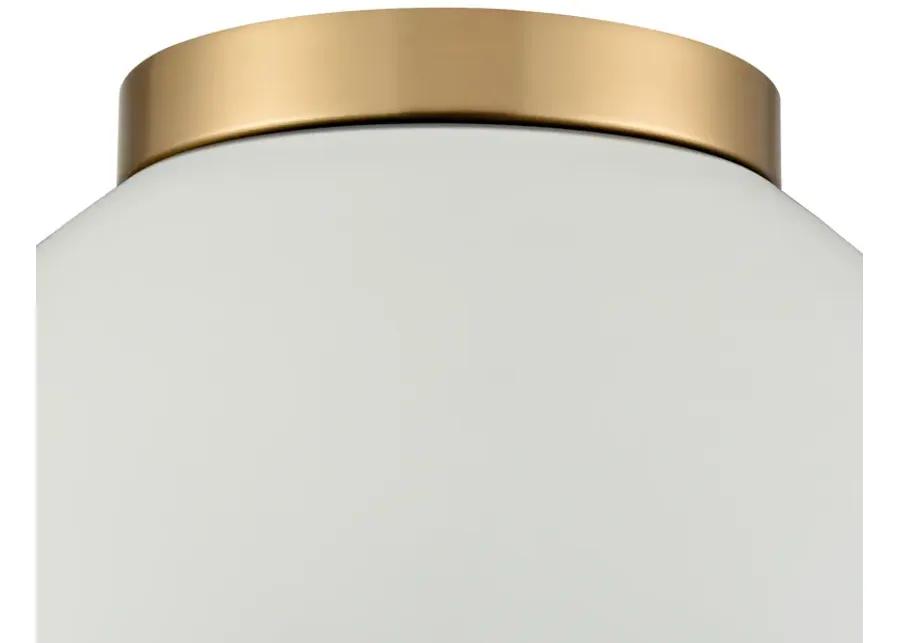 Pelham 10'' Wide 2-Light Flush Mount - Satin Brass with Matte White