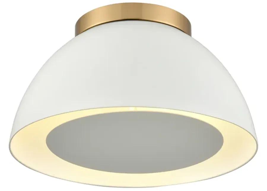 Pelham 10'' Wide 2-Light Flush Mount - Satin Brass with Matte White