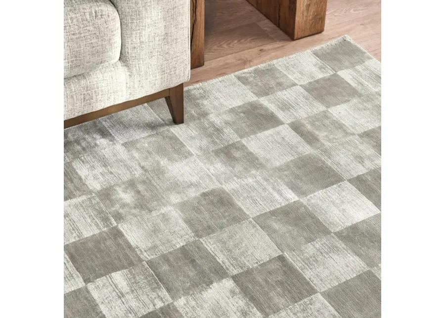 Berlin 9'x12' Indoor Soft Fabric Handwoven Checkered Dove Gray Accent Area Rug