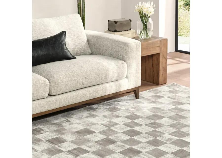 Berlin 9'x12' Indoor Soft Fabric Handwoven Checkered Dove Gray Accent Area Rug