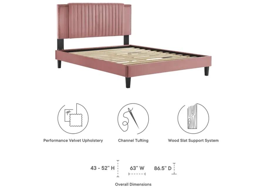 Zahra Channel Tufted Performance Velvet Twin Platform Bed