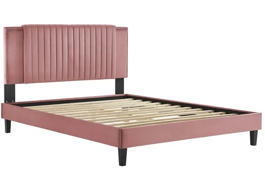 Zahra Channel Tufted Performance Velvet Twin Platform Bed