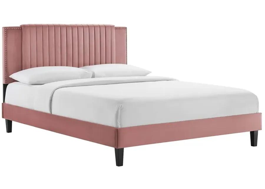 Zahra Channel Tufted Performance Velvet Twin Platform Bed