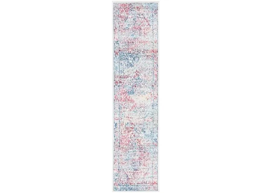 Brentwood 832 Ivory / Blue 2' X 8' Runner Powerloomed Rug