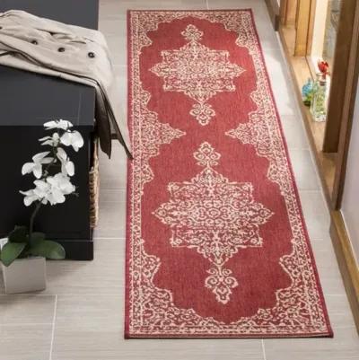 LINDEN 180 Collection LND180Q-28 Red / Creme 2'-2" X 8'