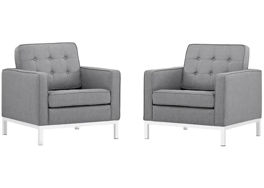 Loft Armchairs Upholstered Fabric Set of 2