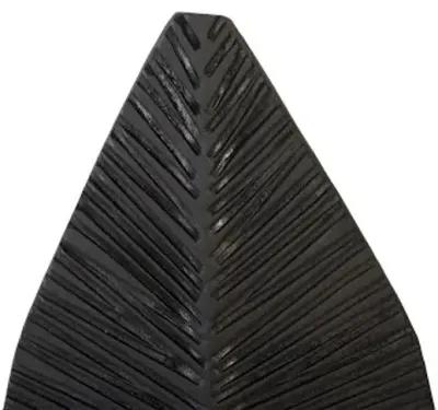 carved leaf on stand, burnt, sm